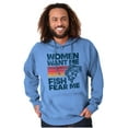 thumbnail image 1 of Women Want Me Fish Fear Me Joke Hoodie Hooded Sweatshirt Men Brisco Brands L, 1 of 6