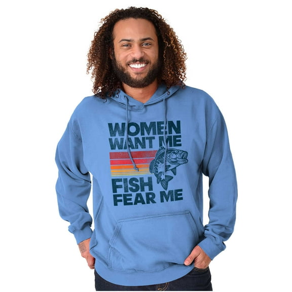Women Want Me Fish Fear Me Joke Hoodie Hooded Sweatshirt Men Brisco Brands L