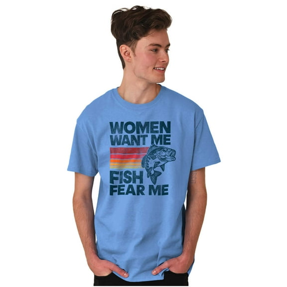 Women Want Me Fish Fear Me Joke Men's Big & Tall Crewneck Graphic Tee Brisco Brands 3X