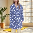 thumbnail image 1 of Women Warm Flannel Robe Short Fuzzy Fleece Cute Printed Winter Robes Teens Soft Loungewear Nightgown with Pockets Blue M, 1 of 3
