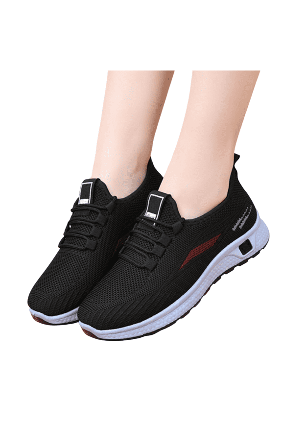 Women Warm Fleece Lined Winter Fly Knit Sneakers Slip On Elastic Lace Non Slip Cushion Walking Snow Shoes