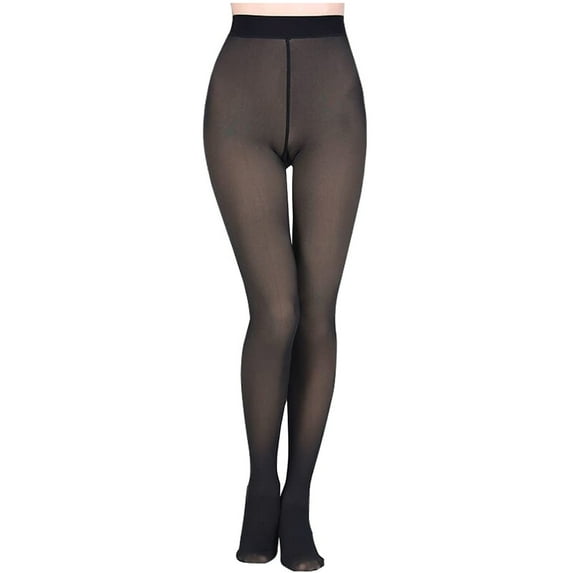 Women Warm Fleece Translucent Pantyhose Tights Fake Translucent Fleece Lined Winter Thermal Pantyhose Leggings for Women