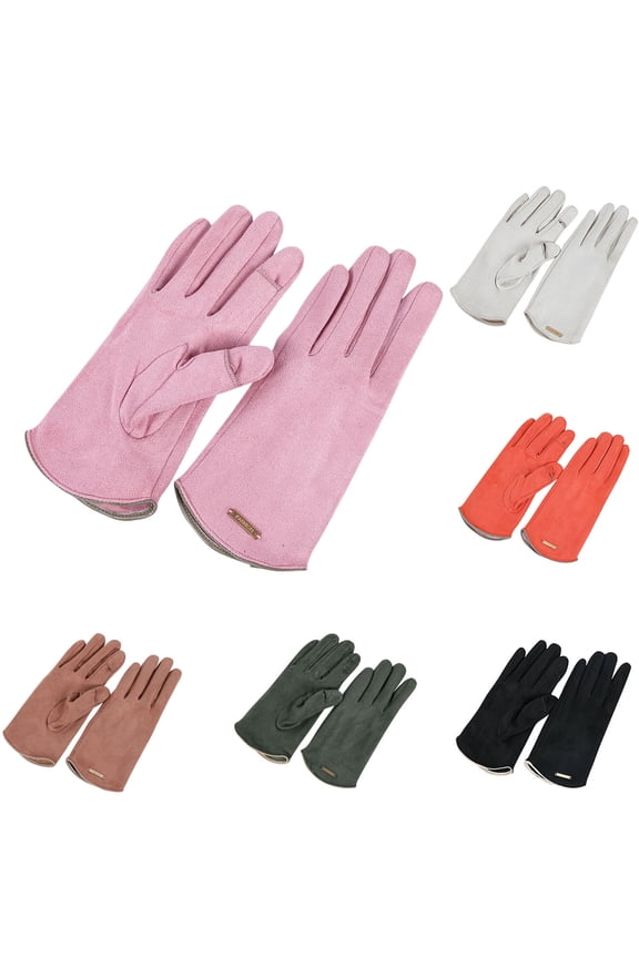 Women Warm Gloves for Cold Weather Windproof Thick Velvet Thickened Touch Screen Winter Glove Outdoor Sports Cycling Driving Biking Running Gloves Black