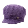 thumbnail image 1 of Women Warm Hat Slouchy Beanie Cap with Visor Knitted Newsboy Hats Color Purple Size One Size, 1 of 6