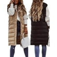 thumbnail image 1 of Women Warm Keeping Long Gilet Solid Colour Sleeveless Zipper Puffer Jacket Hooded Waistcoat Midi Length Down Vest Thicken Quilted Coat Padded Outwear Streets, 1 of 6