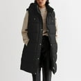Women Warm Keeping Long Gilet Solid Colour Sleeveless Zipper Puffer