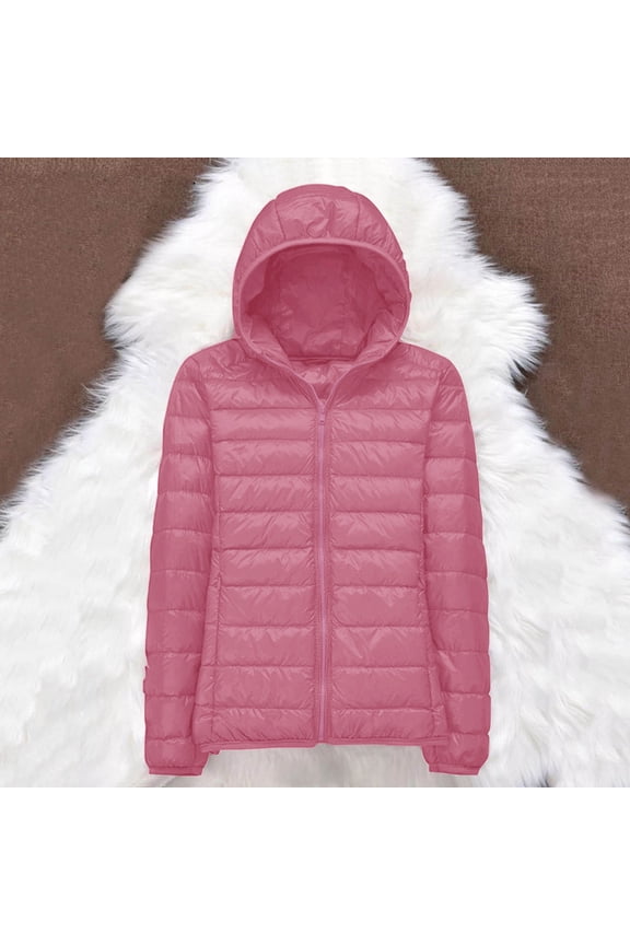 Women Warm Lightweight Hooded Windproof Winter Coat With Recycled Insulation Winter Slim Short Hooded Warm White Down Coat Outerwear Super Coat Lightweight Jacket with Hood for Women Women Winter