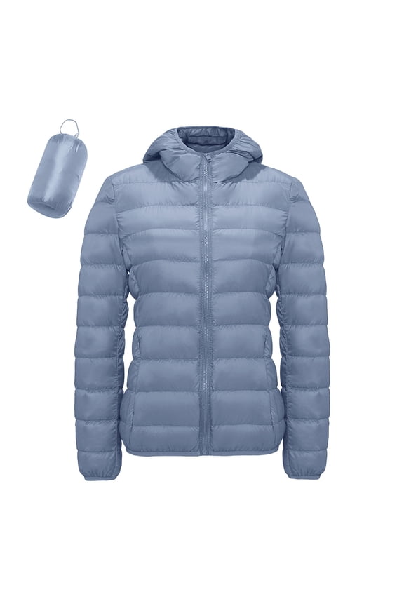 Women Warm Lightweight Hooded Windproof Winter Coat With Recycled Insulation Winter Slim Short Hooded Warm White Down Coat Outerwear Winter Things for Women Utility Jacket Women Lightweight Womens