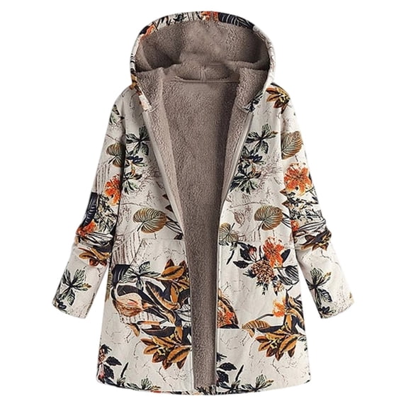 Women Warm Oversized Reversible Fleece Puffer Shearling Down Long Jackets Outerwear with Hood Leaf Orange XXXL