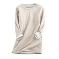 thumbnail image 1 of Women Warm Sherpa Lined Crewneck Sport Sweatshirt Pullover Loungewear, 1 of 3