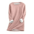 thumbnail image 1 of Women Warm Sherpa Lined Crewneck Sport Sweatshirt Pullover Loungewear, 1 of 3