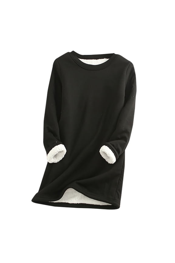 Women Warm Sherpa Lined Fleece Crewneck Sweatshirt Pullover Casual Sport Loungewear Tunic Tops Winter Sweatshirts