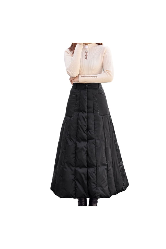 Women Warm Stylish Cold Protection One Piece Skirt Long Length Down Wrap Skirt Vacation Holiday Female Dailywear