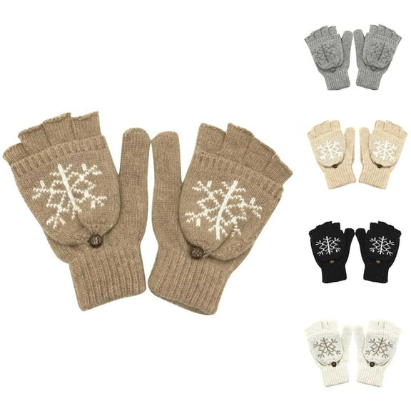 Women Warm Thermal Gloves for Cold Weather Windproof Half Finger Touch Screen Gloves for Cycling Biking Sporting Driving Gray