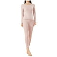 thumbnail image 1 of Women Warm Thermal Underwear 2 Piece Set Sleeve Museum Suite BasePink XXXL, 1 of 4