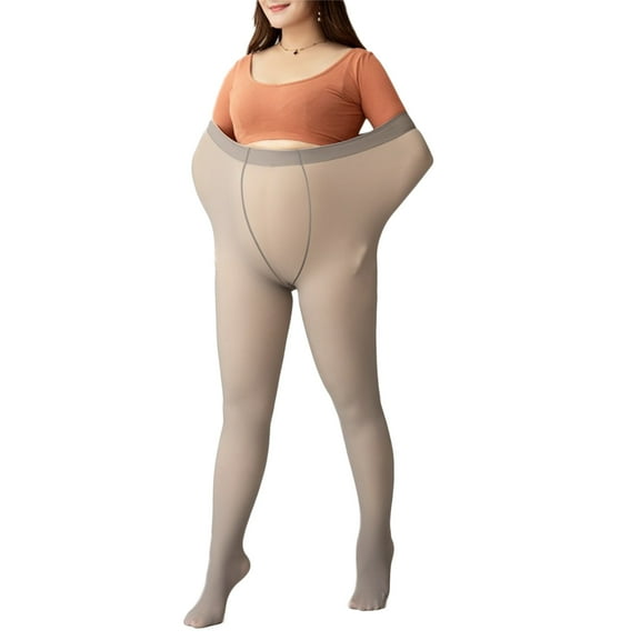 Women Warm Thin Fleece Lined Faux Translucent Pantyhose Tights Large Size Winter Autumn Thermal Leggings Stockings Pants
