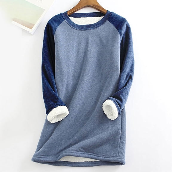 Women Warm Top Blouse Thick Color Matching Soft Sweatshirt Warm Long Sleeve O Neck Underwear Top Jogging Sweatshirt Half Zip Ladies Cute Baggy Shirt Embroide Hoodies Women Hoodie Jacket Women Fall