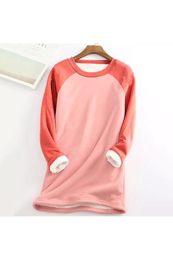 Women Warm Top Blouse Thick Color Matching Soft Sweatshirt Warm Long Sleeve O Neck Underwear Top Jogging Sweatshirt Half Zip Ladies Cute Baggy Shirt Embroide Hoodies Women Hoodie Jacket Women Fall