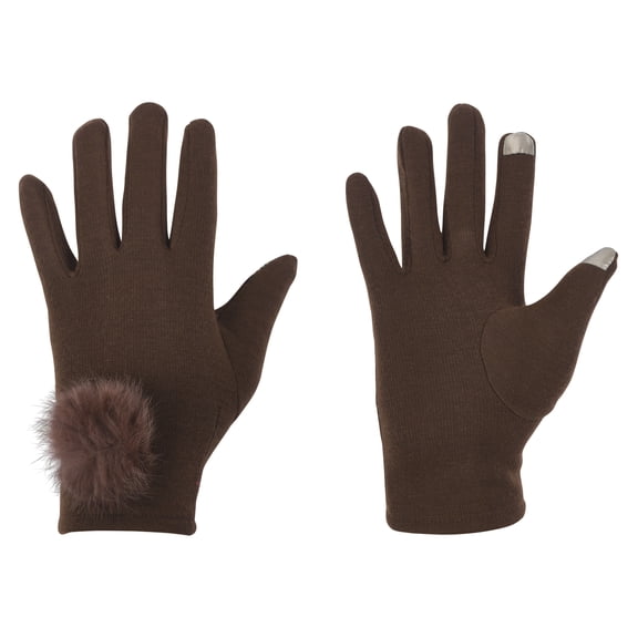 Women Warm Touchscreen Gloves Fleece Lined Windproof Winter Gloves (Brown)