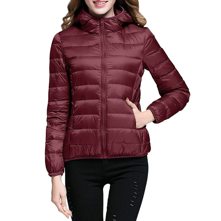 Women Warm Waterproof Lightweight Jacket Hooded Windproof Winter Coat With Recycled Insulation Winter Slim Short Hooded Warm White Down Coat Outerwear Walmart