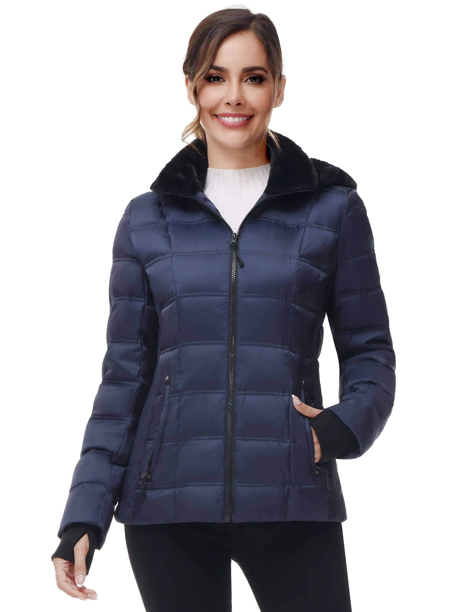 Women Warm Winter Down Puffer Jacket-Hooded Winter Puffer Coat for ...