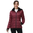 thumbnail image 1 of Women Warm Winter Down Puffer Jacket-Hooded Winter Puffer Coat for Women with Faux Fur Lined Hood and Collar (Wine, XX-Large), 1 of 8