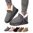 thumbnail image 1 of Women Warm Winter Snow Shoes with Fleece Lining and Cute Bow Women’s Ankle Boots Solid Color Casual Slip-On Comfortable Thick-Soled Boots, 1 of 7