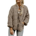 thumbnail image 1 of Women Warm Winter Stand Collar Long Sleeve Zip Up Quilted Jackets Coat Outwear, 1 of 4