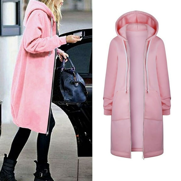 Women Warm Zipper Open Hoodies Sweatshirt Long Coat Jacket Tops Outwear Woman's Jacket Womens Hiking Jacket Outerwear Jackets Women Hooded Jacket Purdue Womens Coat Dressy Jacket Running Jacket Women