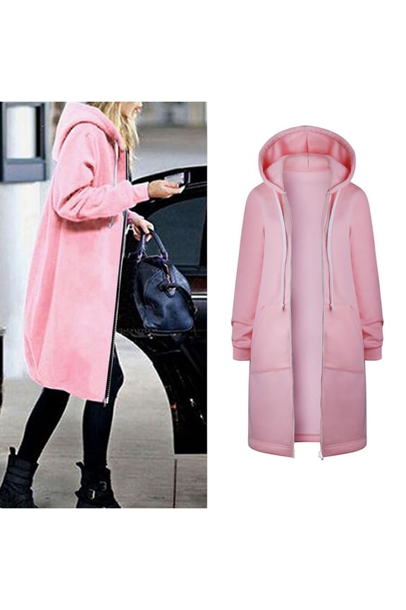 Women Warm Zipper Open Hoodies Sweatshirt Long Coat Jacket Tops Outwear Woman's Jacket Womens Hiking Jacket Outerwear Jackets Women Hooded Jacket Purdue Womens Coat Dressy Jacket Running Jacket Women