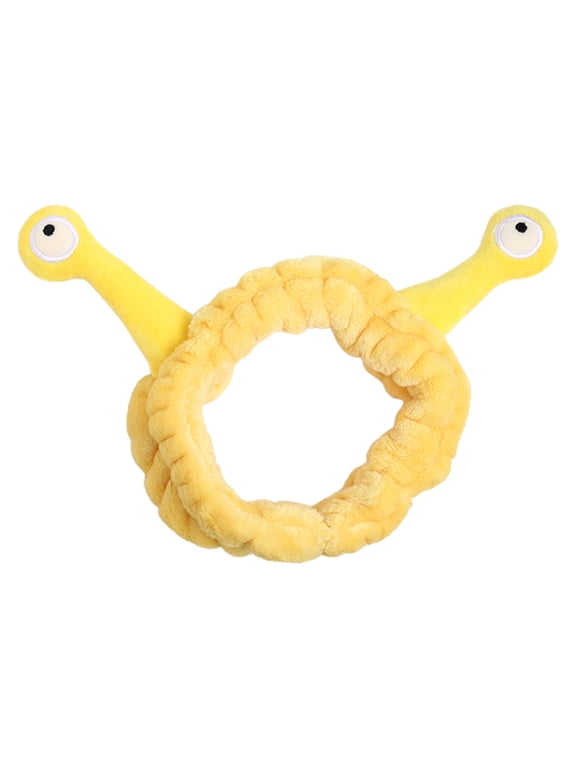Women Wash Face Plush Headband Funny Cartoon Snail Antenna Eyes Elastic Hair Band Candy Color Makeup Turban Bandan