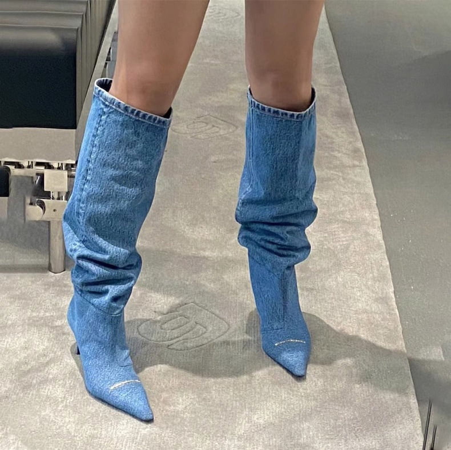 Denim slouch shop boots