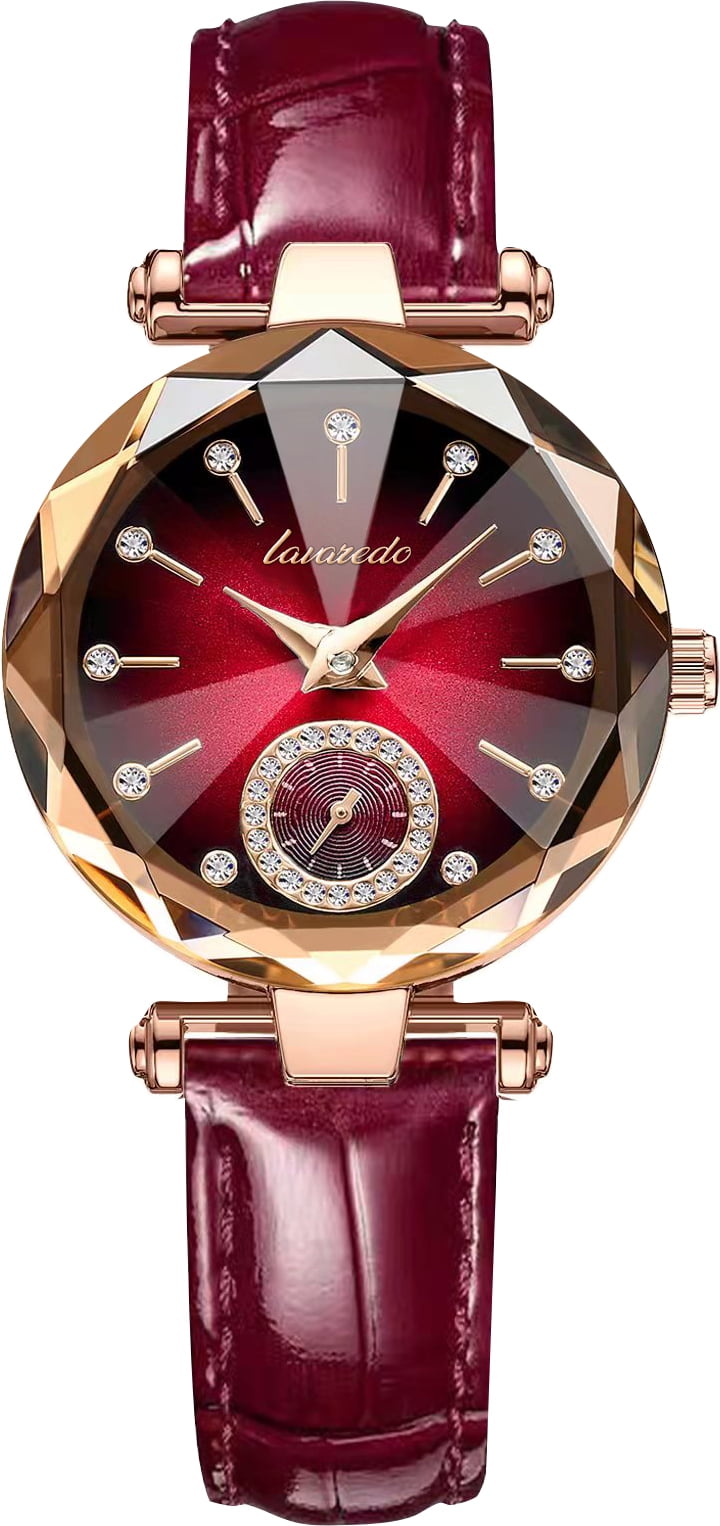Women\'s Red Analog Quartz Solid Pu Leather Strap Bling Rhinestone Wrist Watch JewelryWe Bling Rhinestone Accented Eiffel Tower Red Leather  main image 4