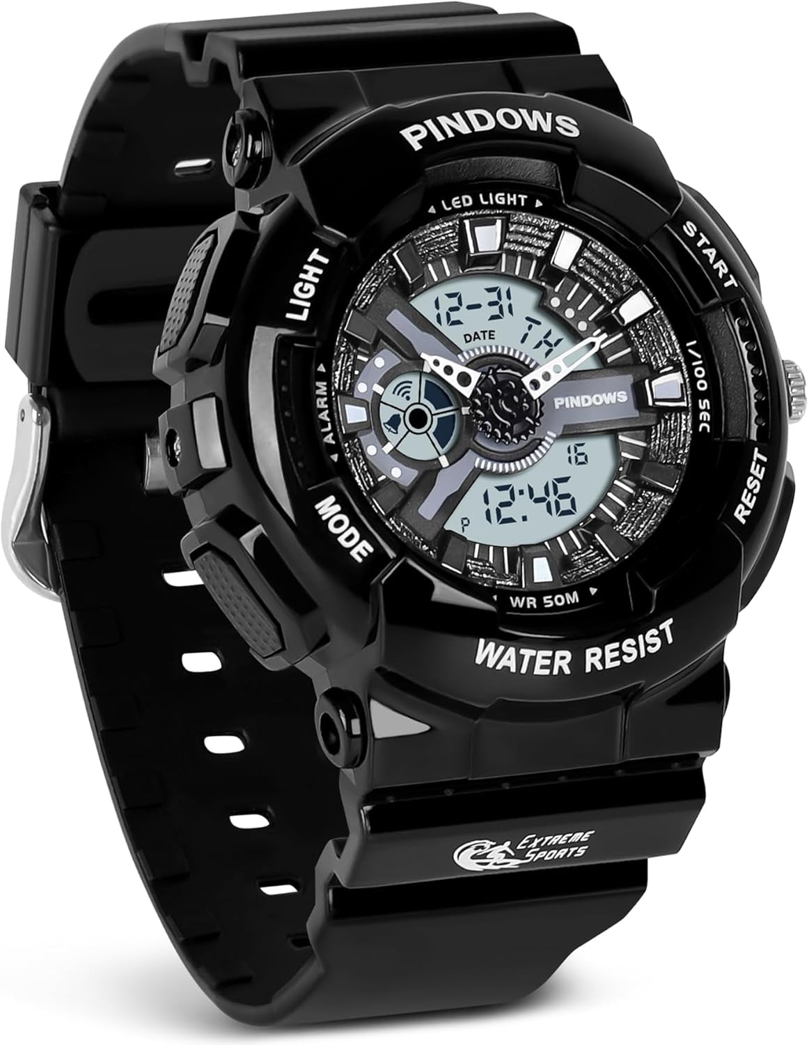 Women Watch for Women Teenagers Watch Outdoor Waterproof Digital Sports Analog Watches for Ladies Students with Stopwatch Alarm Countdown Dual Display 7 Color LED Backlight