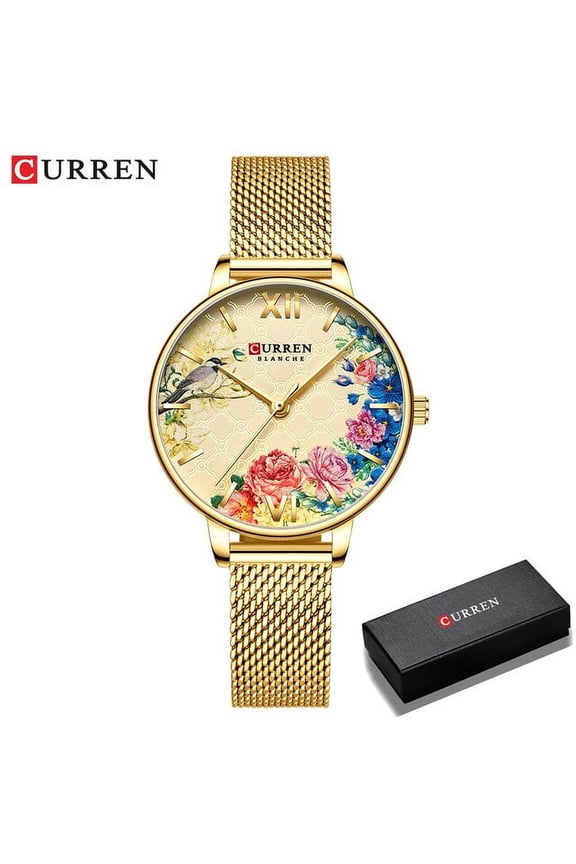 Women Watches Curren Black Clock Stainless Steel Mesh Quartz Wristwatch Female Casual Charm Watch For Ladies Relogios Feminino - Quartz Wristwatches