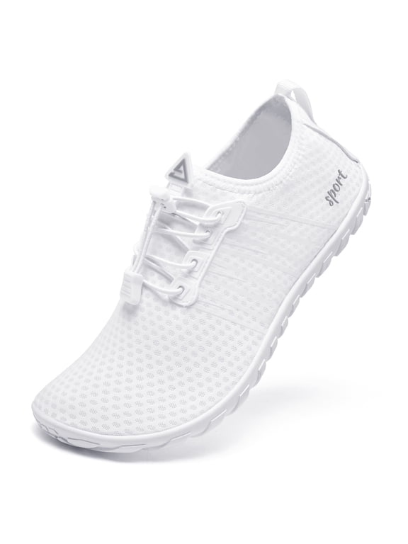 Women Water Shoes Swim Anti Slip Aqua Shoes Quick Dry Beach Barefoot Shoes Lightweight Fishing Diving Surfing Slip on Shoes White 8.5 Women/7.5 Men