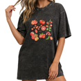 thumbnail image 1 of Women Watercolor Tomato Harvest Graphic Fun Tees Tops Round Neck Washed Cotton T-Shirt Black S-2XL Plus Size, 1 of 5