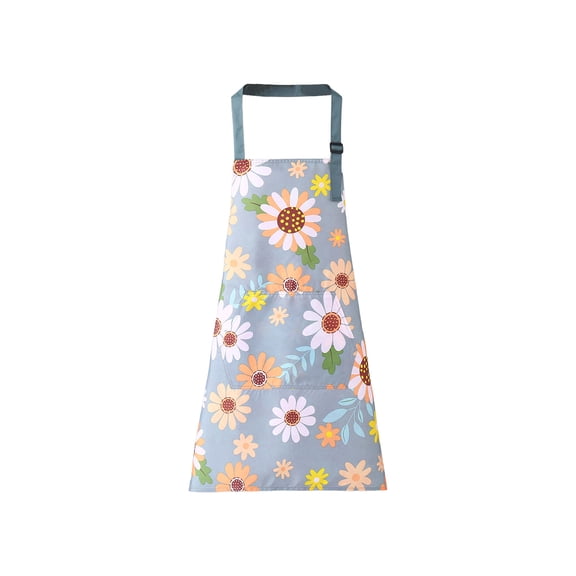 Women Waterproof Adjustable Cute Floral Kitchen With Pockets Water Oil Proof Cooking Baking For Women Adult Server Work Restaur