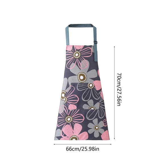 Women Waterproof Adjustable Cute Floral Kitchen with Pockets Water Oil Proof Cooking Baking for Women Adult Server Work Restaur