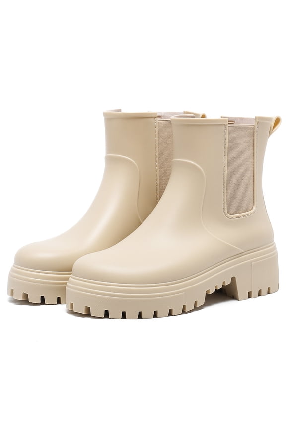 Women's Short Rain Boots, Rubber Waterproof Chelsea Boots for Women, Anti-Slipping Lightweight Comfortable Ankle Garden Outdoor Shoes