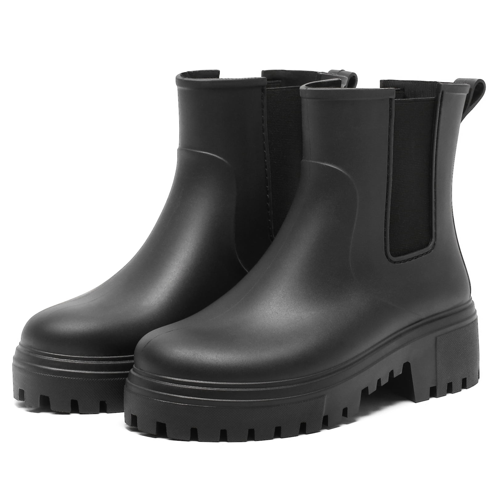 Lcamaw Women's Short Rain Boots, Rubber Waterproof Chelsea Boots for Women, Anti-Slipping Lightweight Comfortable Ankle Garden Outdoor Shoes