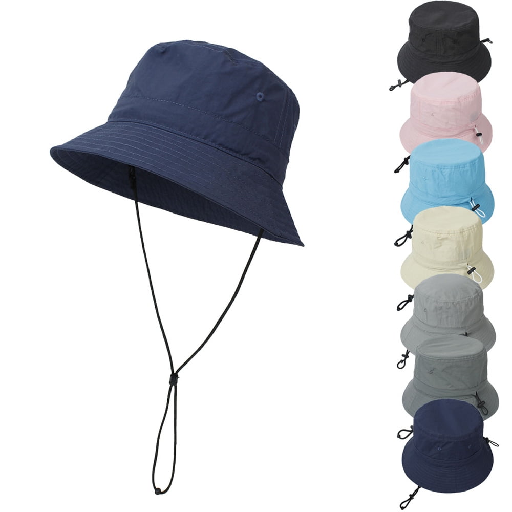 Women Waterproof Bucket Sun Hat UPF 50+ Outdoor Beach Boonie Floppy Rain Hat  for Men Fishing Hiking Safari Cap-Navy Blue 