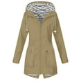 thumbnail image 1 of Women Waterproof Lightweight Rain Jacket, Active Outdoor Hooded Long Raincoat Windbreaker Travel Coats with Pockets Travel Jacket for Women Khaki XL, 1 of 5