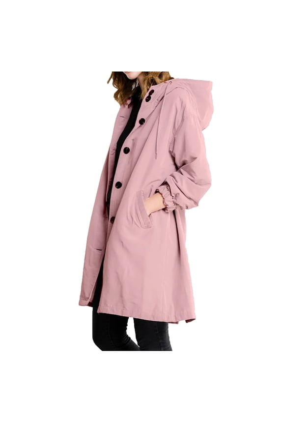 Women Waterproof Long Raincoats with Hood Full Sleeve Plus Size Pockets Outdoor Light Rain Jacket Windbreaker Coat (X-Large, Pink)
