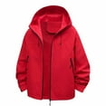 thumbnail image 1 of Women Waterproof Rain Jacket Full Zip Up Solid Color Windproof Raincoat Lightweight Casual Outdoor Climbing Sports Windbreaker with Pocket, 1 of 5