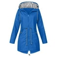 thumbnail image 1 of Women Waterproof Rain Jacket with Hood Lightweight Drawstring Active Outdoor Hooded Tunic Raincoat Mid Length Coat (Small, Blue), 1 of 3