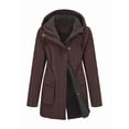 thumbnail image 1 of Women Waterproof Softshell Jackets Warm Fleece Lined Coats with Hood Long Rain Jacket Coffee Color XXXL, 1 of 8