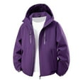 thumbnail image 1 of Women Waterproof Windbreaker Jacket Full Zip Adjustable Hooded Plus Size Outdoors Hiking Winter Coat with Pockets (XL, Purple 01), 1 of 2