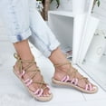 thumbnail image 1 of Women Weaving Sandals Casual Hemp Rope Toe Beach Slippers Cross Tied Shoes New, 1 of 1