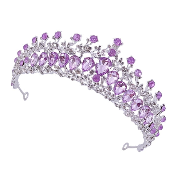 Women Wedding Crown Zinc Alloy Exquisite Rhinestone Bride Crown Hair Accessories for Prom Costume Party
